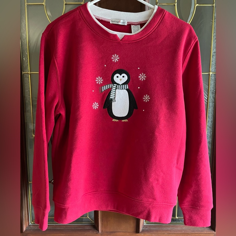 Hasting & Smith Retro Vintage 90s Style Penguin Christmas Sweater Petite Medium